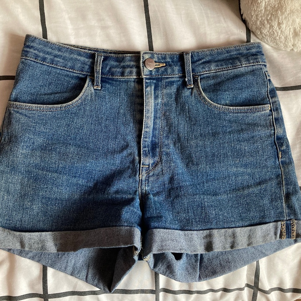 High waisted denim shorts
